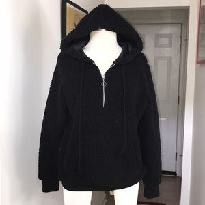 No Boundaries Black Teddy Bear Hoodie Sz L😘